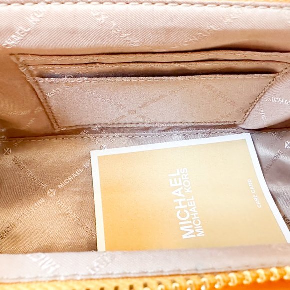 Michael Kors LIVIA Small Cloud Clutch Shoulder Crossbody Bag Straw Butter - Picture 9 of 11